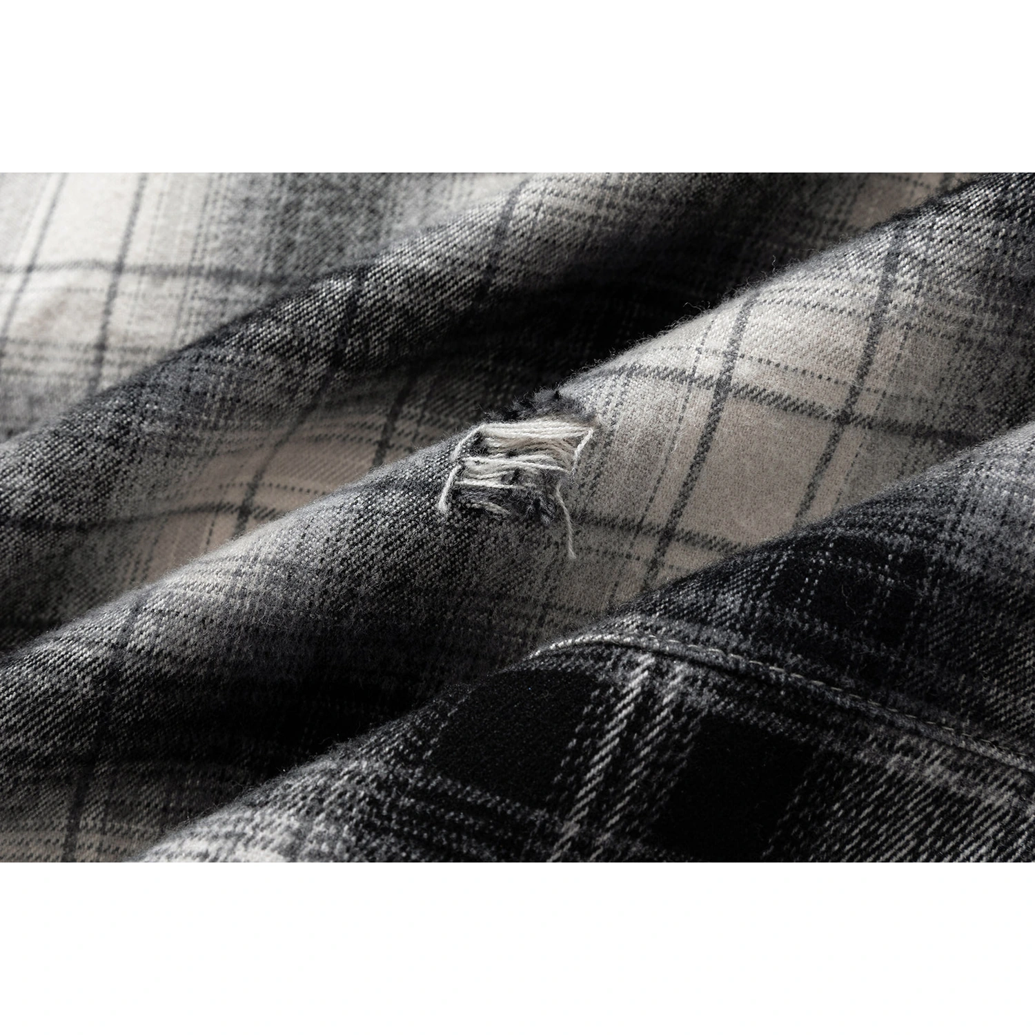 13DE MARZO Patchwork Plaid Distressed Shirt - Image 15