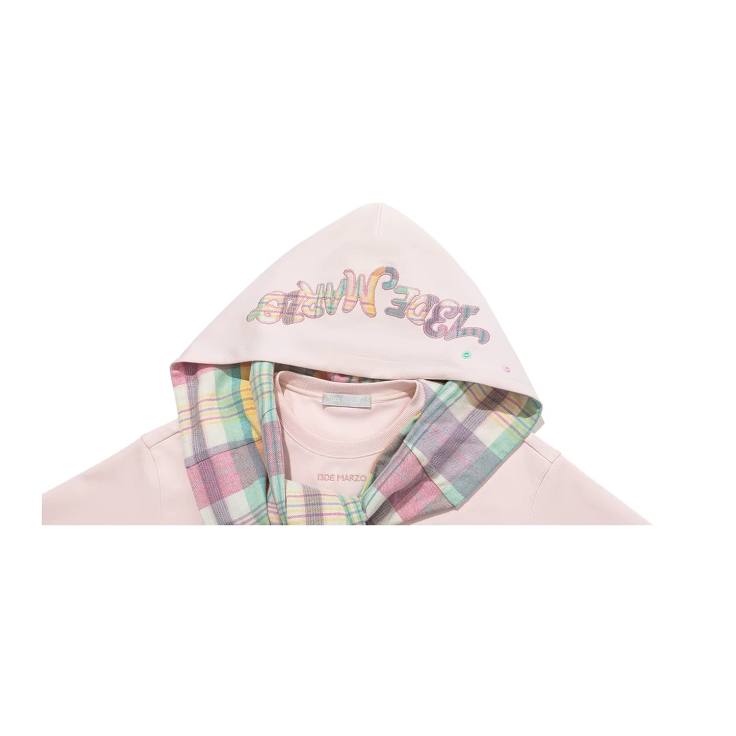 13DE MARZO Plaid Deconstructed Long Sleeve Pink - Image 6